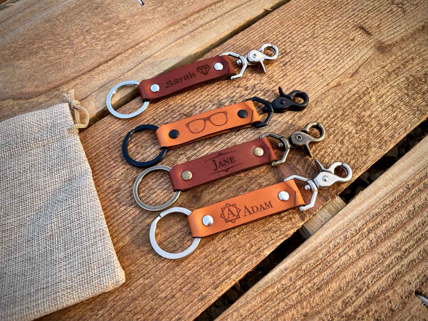 Handmade Leather Ear Tag Key Chains Personalized With Your 